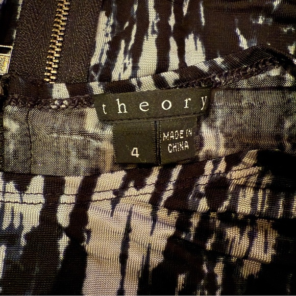 Theory Madelina Storm Cloud Long Sleeve Abstract Print Mini Sheath Dress Sz 4 - Picture 5 of 9